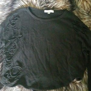 Black stylishly ripped crop top